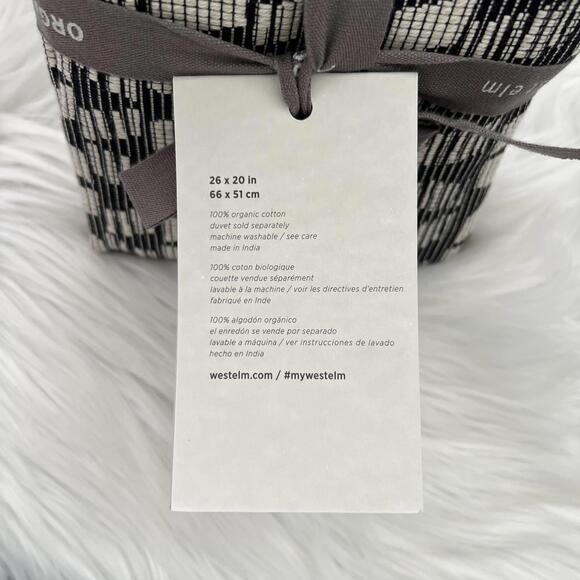 Lot 2 NWT West Elm Black ivory geometric Organic Cotton Standard shams 26” x 20” - Picture 4 of 5